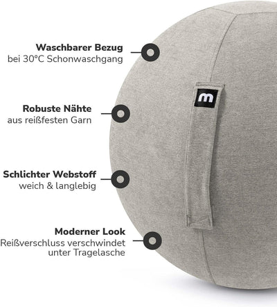 mokebo Stoff Sitzball Büro ergonomisch 'Der Sportliche' Gymnastikball Schwangerschaft mit Pumpe, Pez