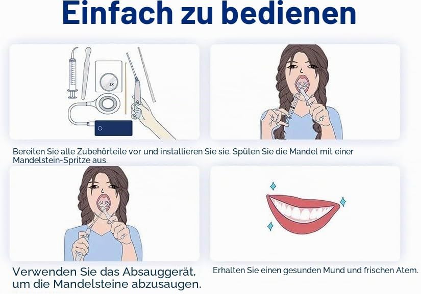 HaliQ Elektrisches Mandelstein-Entfernungsset - Vakuumsaugpipette - Komplettes Set zur Entfernung vo