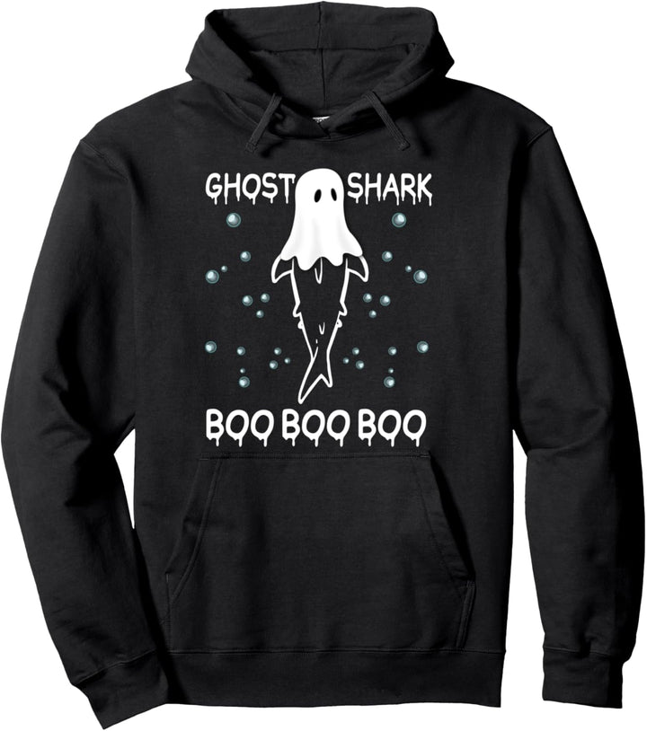 Ghost Shark Boo Boo Boo Funny Halloween Pullover Hoodie