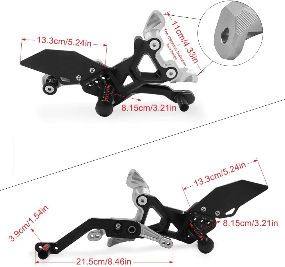 Proracer Motorrad Fussrasten Pedale mit allen Regelungen kompatibel für BMẂ S1000RR (2019-2021), 201