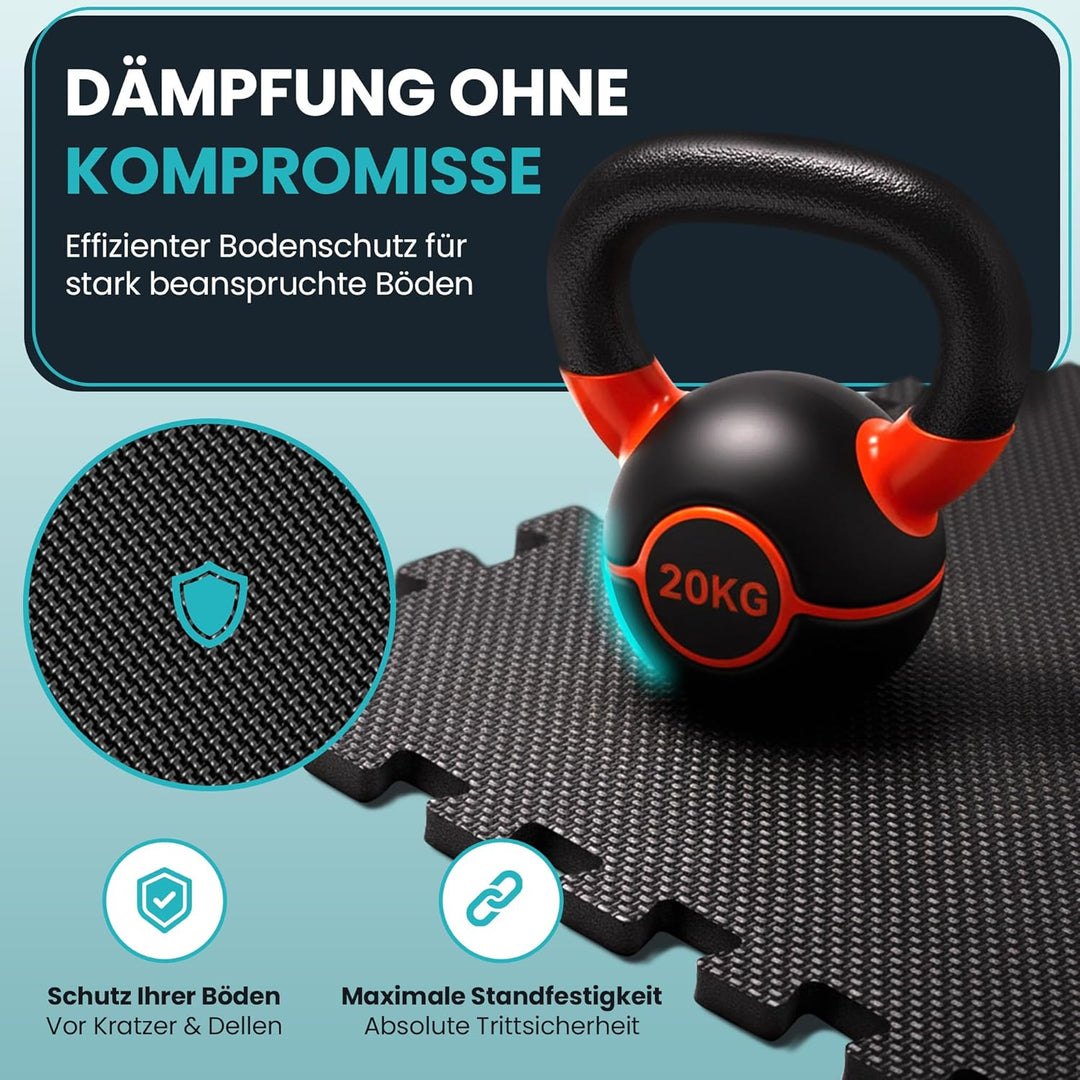 Bodenschutzmatte Fitness【Set mit 21 Matten】EVA Fitnessmatte rutschfest - Sportmatte Gymnastikmatte P