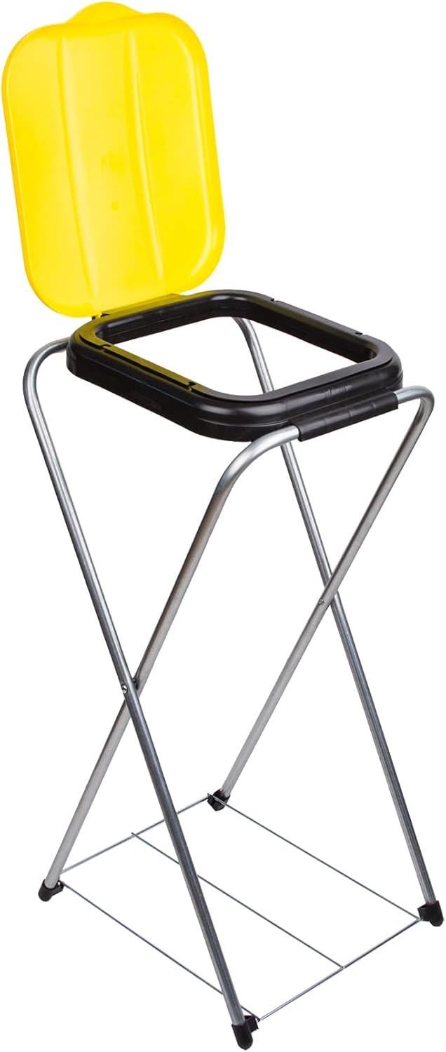 BigDean Müllsackständer EasyFix GELB 120L - Müllbeutelhalter mit Gitterboden - Müllsackhalter Metall