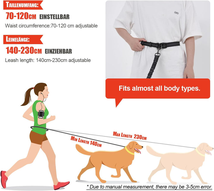 Snocyo Joggingleine Hunde, Jogging Hundeleine für Mittelgrosse und Grosse Hunde, Elastische und Refl