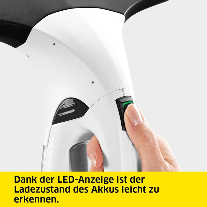 Kärcher Akku-Fenstersauger WV 2 Plus N, Akkulaufzeit: 35 min, LED-Ladezustandsanzeige, 2 Absaugdüsen