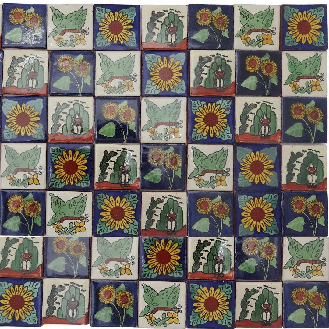 Eine Packung von 50 mexikanischen handgemachten Talavera, 5 cm Fliesen