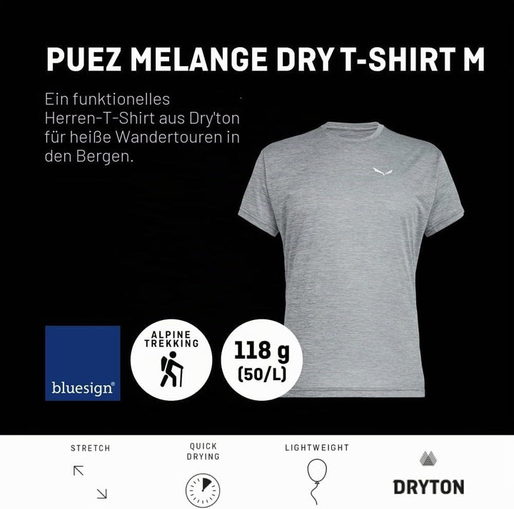 Salewa Puez Melange Dry T-Shirt Herren, M Bombay Brown Melange