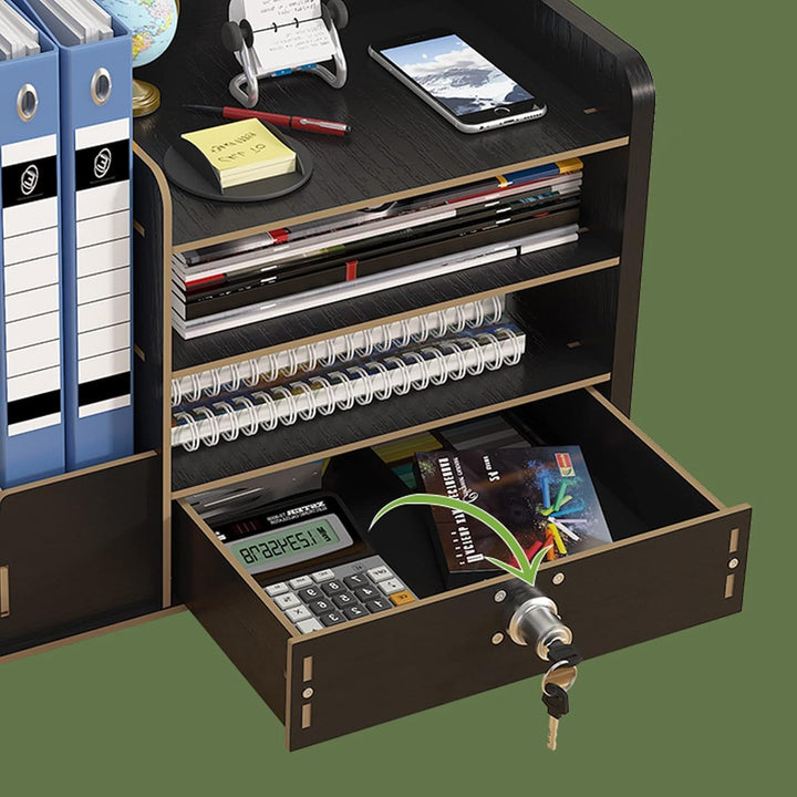 Catekro Schreibtisch Organizer Holz, Briefablage Ablagefächer mit Schublade, Bürozubehör, Ordnungssy