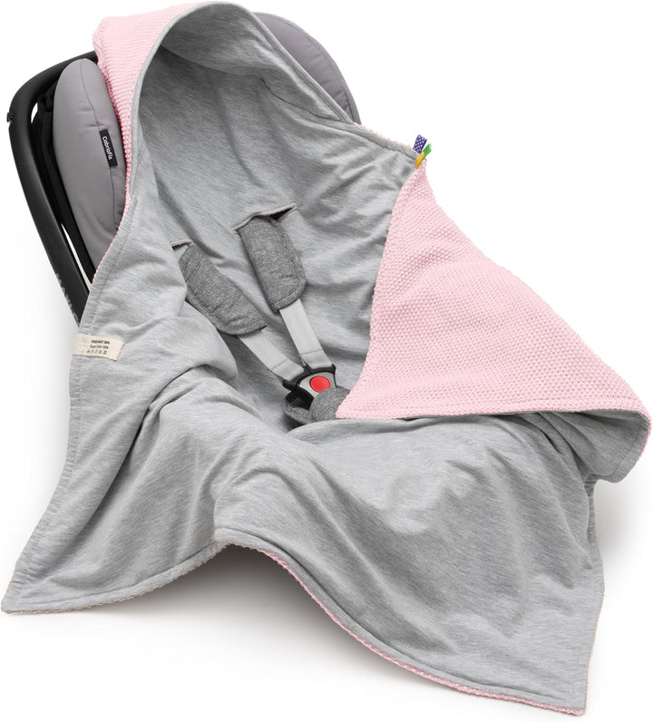 Mikos® Einschlagdecke Babyschale Herbst Winter GOTS zert. 100% Bio Baumwolle Strickdecke Baumwolldec