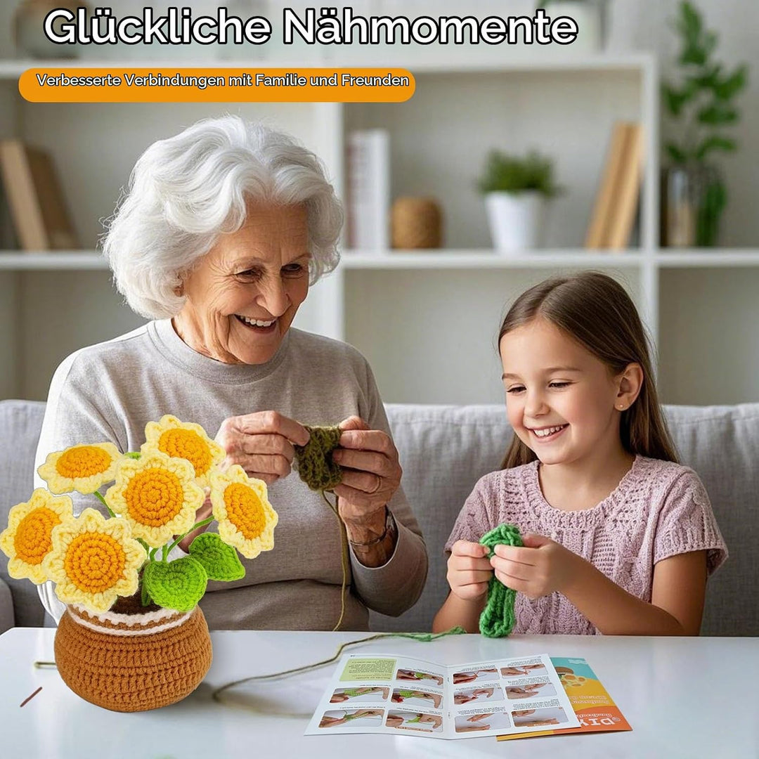 Lonsien Häkeln für Anfänger Sonnenblume Häkelset Kinder Komplett Stricken für Anfänger Set Amigurumi