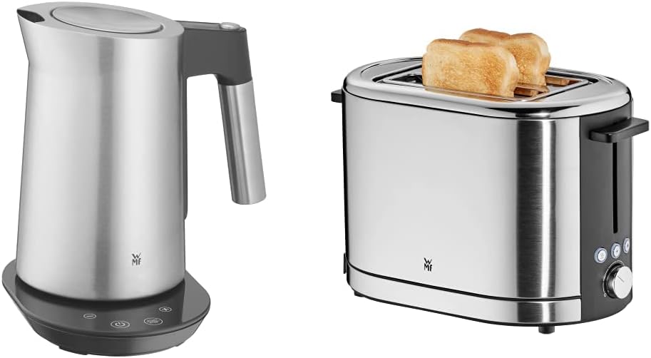 WMF Kineo Wasserkocher mit Temperatureinstellung 1,6l, Kalkfilter, 3000W & Lono Toaster Edelstahl, D