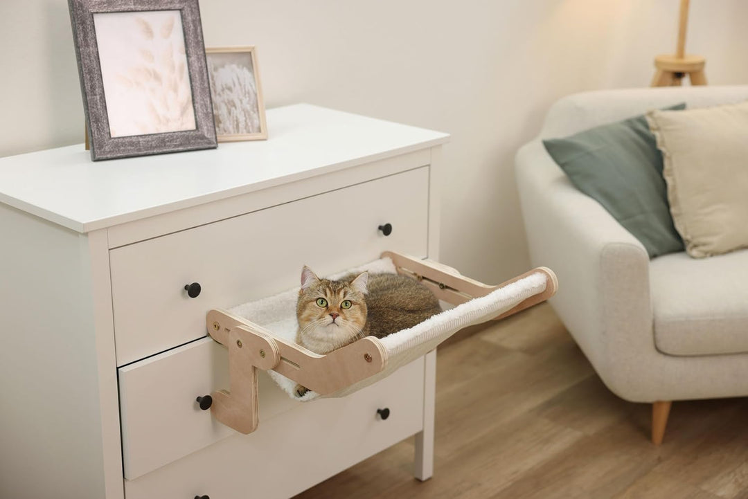 Kerbl Pet Hängematte Nap, Katzenmatte, Katzenbett, weiss, 49,5x43cm, Holz, Polyester, Katzen, Bezug