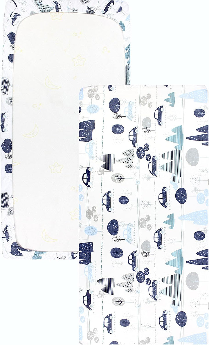 TupTam Baby Spannbettlaken Kinder Spannbetttuch für Babybett Kinderbett 2er Pack, Farbe: Autos Blau,