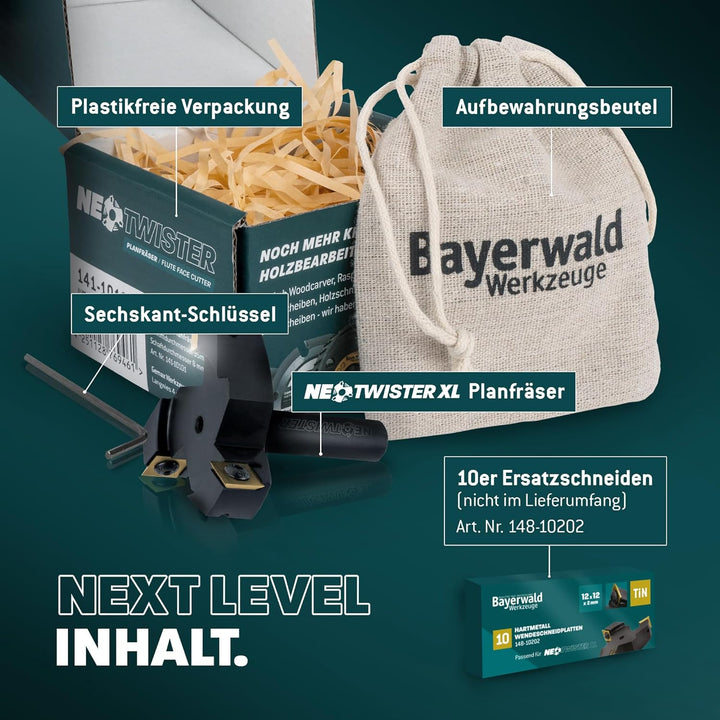 Bayerwald NeoTwister Planfräser für Oberfräse f. Holz - SchnittØ 60 mm/SchaftØ 12 mm - Planfräsen/Nu