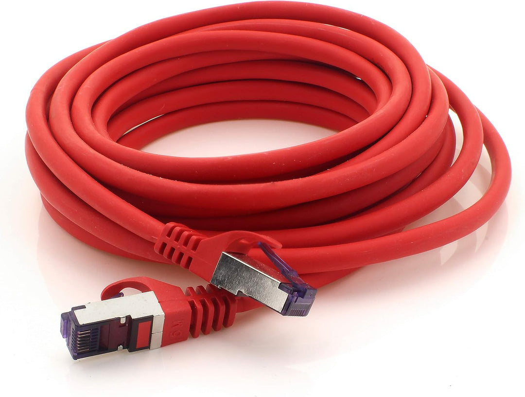 1aTTack.de Cat.7 Netzwerkkabel 2m - Rot - 10 Stück - Cat7 Patchkabel (SFTP/PIMF/LSZH) Rohkabel 10 Gb
