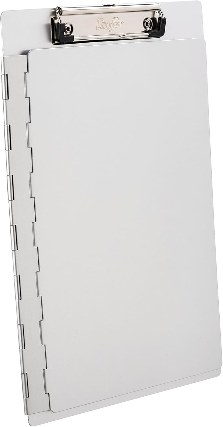 Läufer 22017 Dokumenten Klemmbrett mit seitlicher Schutzkappe, aus Aluminium, für DIN A4, Deckel als