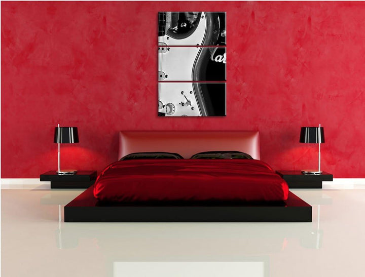 Pixxprint E-Gitarre Verstärker als Leinwandbild/Grösse: 3 Teilig (120x80) cm/Wandbild/Kunstdruck/fer