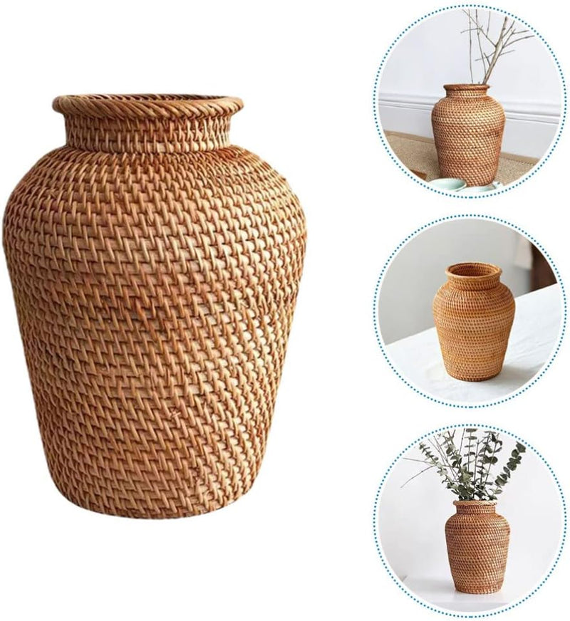 Cabilock Hausvase Weidenvase Geflochtene Vase Tischvase Getrocknete Rattan Vase Vase Vase Blumenarra