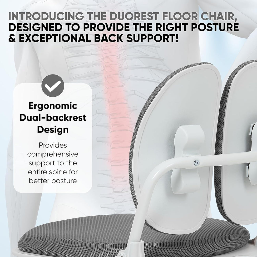 Duorest Bodenstuhl Schwammsitz mit ergonomischen Doppel-Rückenlehnen - Meditationsstuhl mit Rückenst