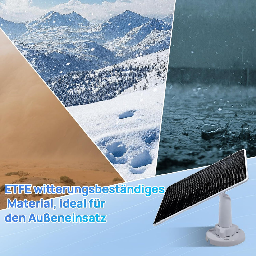 ECO-WORTHY 5W Solarpanel für Überwachungskamera aussen, 5V BC Solarmodul, 25% Wirkungsgrad, mit 3 Me