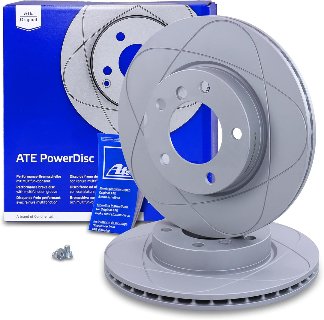 ATE Bremsenset Vorderachse inkl. PowerDisc Bremsscheiben vorne Ø 286 mm belüftet und Ceramic Bremsbe