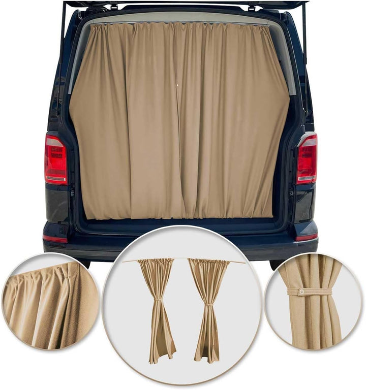 Autogardinen Heckklappe Mass Gardinen kompatibel mit VW T7 Multivan L1 L2 Sonnenschutz Beige 130x180