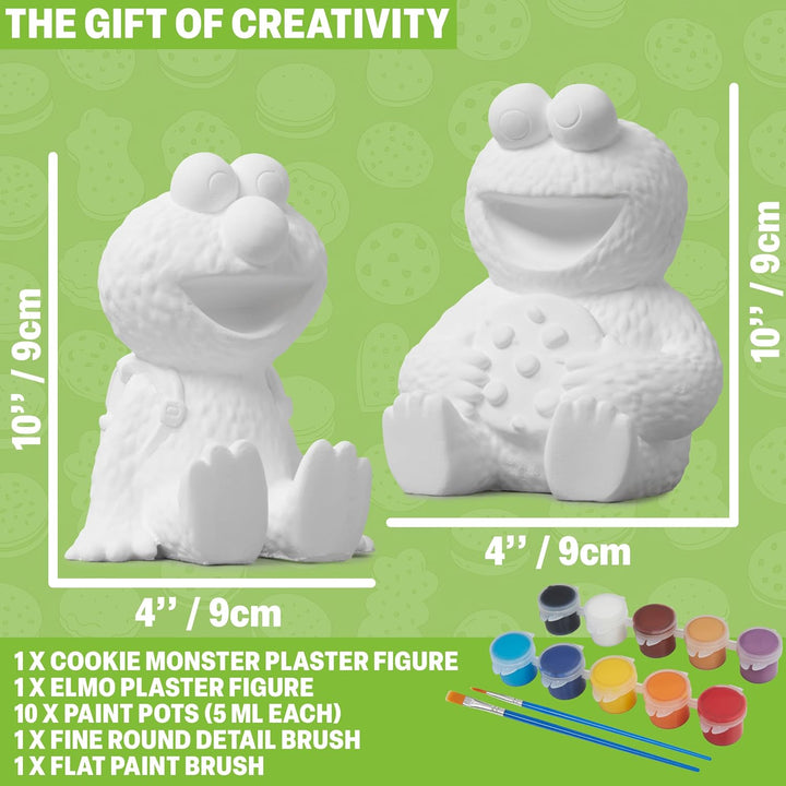 Get Trend Sesamstrasse Bastelset Kinder, 2 Gipsfiguren zum Bemalen Multi Elmo/Cookie Monster, Multi
