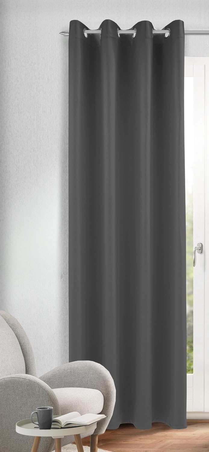 Albani Deko-Ösenschal DimOut/Mia dunkelgrau / 245x140 cm, Polyester, 245x140cm, Dunkelgrau