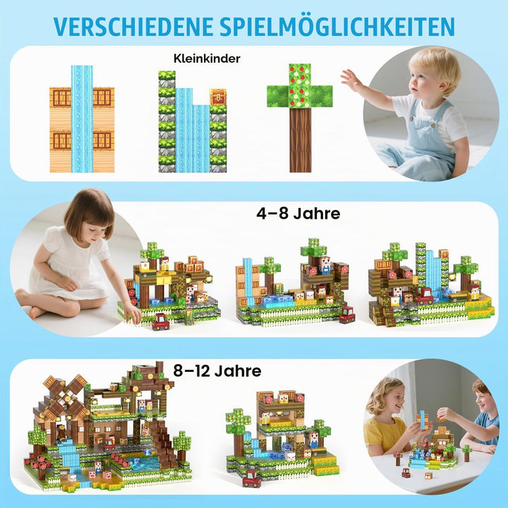 Magnetische Bausteine, Magnetische Bauklötze 150 PCS für 3+ Jahre, Magnetic Blocks Spielzeug-Sets fü