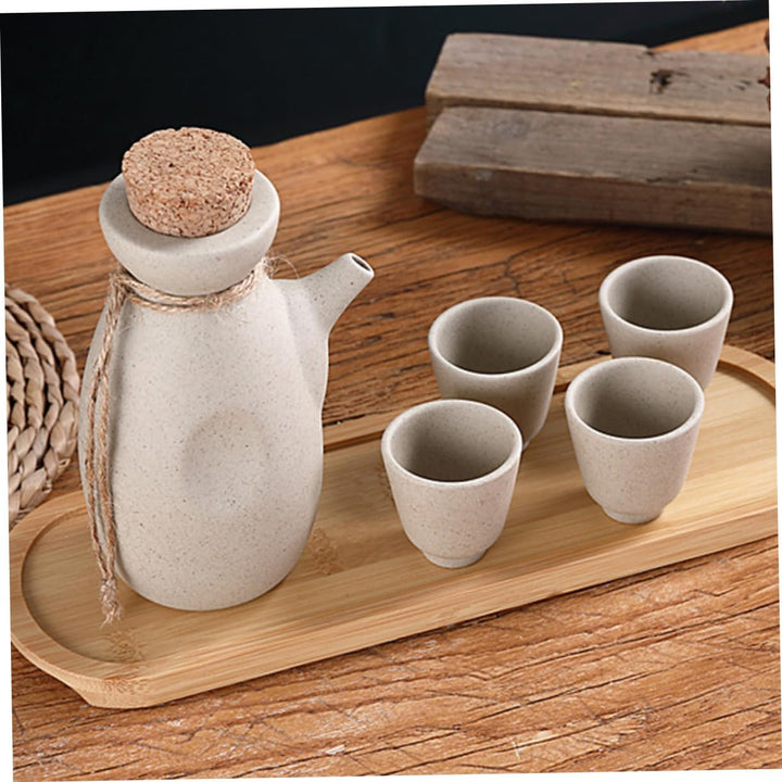MAGICLULU Keramik Sake Satz Mit 300ml Flasche 4 x 50ml Becher Japanischer Stil Handpoliert Glasiert