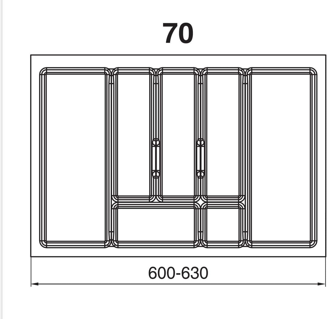 ALUSFERA Besteckkasten für Schubladen 70cm - Besteckeinsatz - Praktisch Schubladen Ordnungssystem -