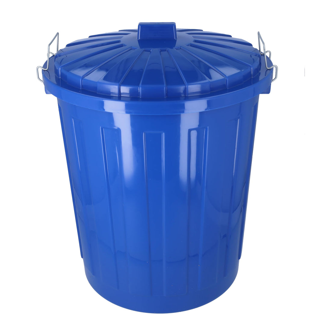 HRB Maxitonne 50 Liter blau, Tonne aus stabilem Hartplastik, abnehmbarer Deckel mit Metallverschlüss