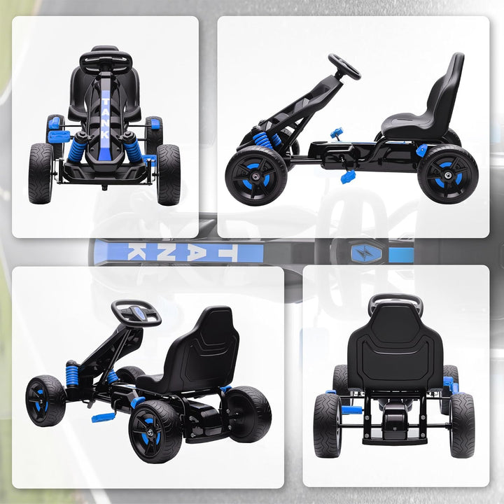 AIYAPLAY Gokart Tretauto mit Handbremse, Automatisches Kupplungssystem, Vor- und Rückwärtsgang, Tret