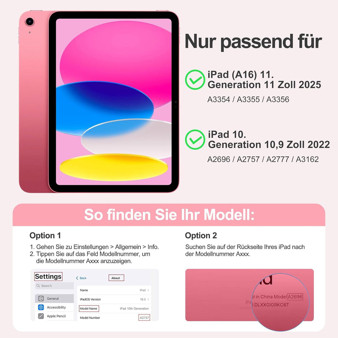 drivego Tastatur Hülle mit Maus for iPad A16 11/10 Generation &amp; Schutzfolie | (11/10.9 Zoll, 2025/20