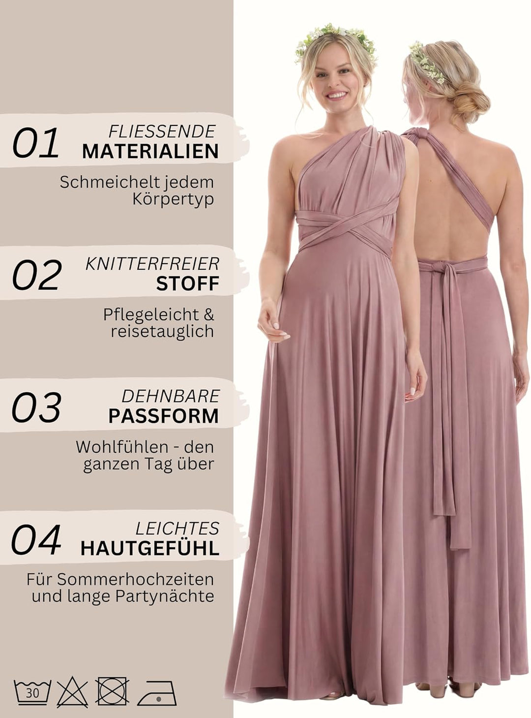 Juvell Brautjungfernkleider lang - Maxi-Kleid - Infinity-Abendkleid - Multiway-Wickelkleid - Abendkl