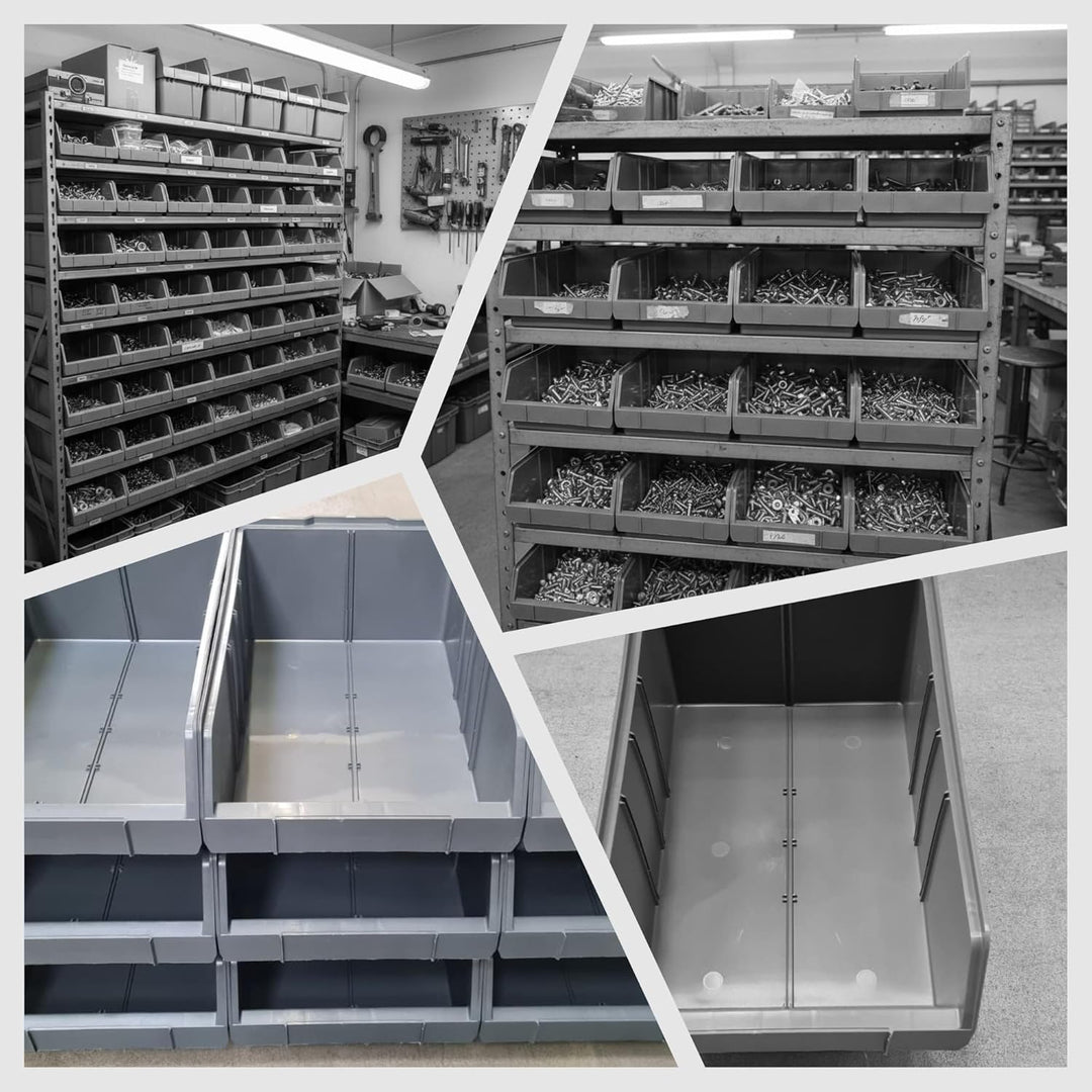 RODOPI 9er Set Stapelboxen, Grösse XL | Sichtlagerkästen 489x304x185mm | Robuste Lagerboxen für Werk
