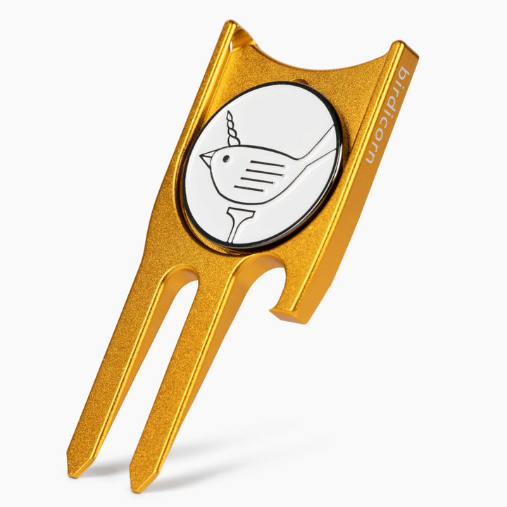 Birdicorn Golf Divot Repair Tool &amp; Golf Ball Marker 6-in-1 Golf Divot Tool Gold, Gold