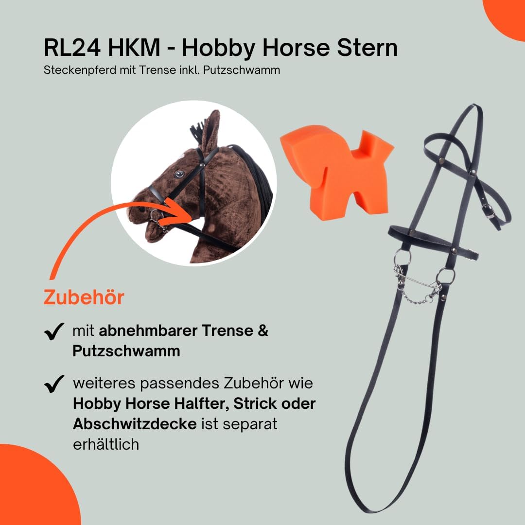 RL24 HKM - Hobby Horse Stern inkl MagicBrush | Steckenpferd mit Trense | Spielpferd aus Plüsch mit H