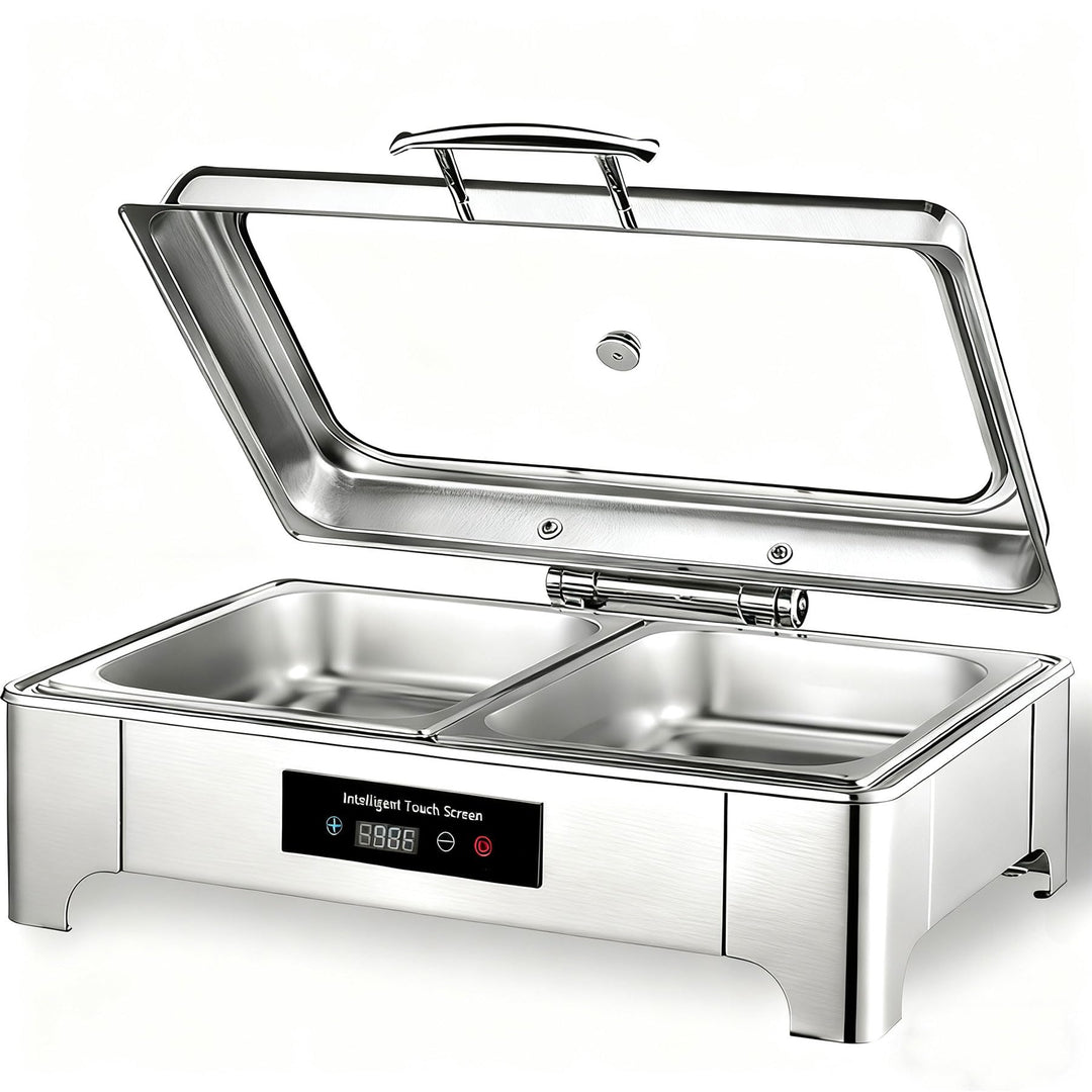 Chafing Dish Elektrisch, 9L Edelstahl Speisewärmer Buffetwärmer mit Touch-Temperaturregelung, Warmha