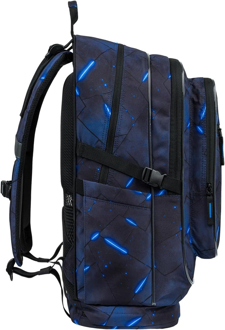 Baagl Schulrucksack Set Jungen 3 Teilig - Schultasche ab 3. Klasse - Grundschule Ranzen mit Brustgur