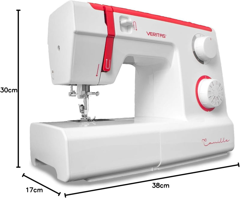 VERITAS Nähmaschine Camille I 32 Stichprogramme I Einfädelhilfe I Einstellbare Stichlänge & Stichbre