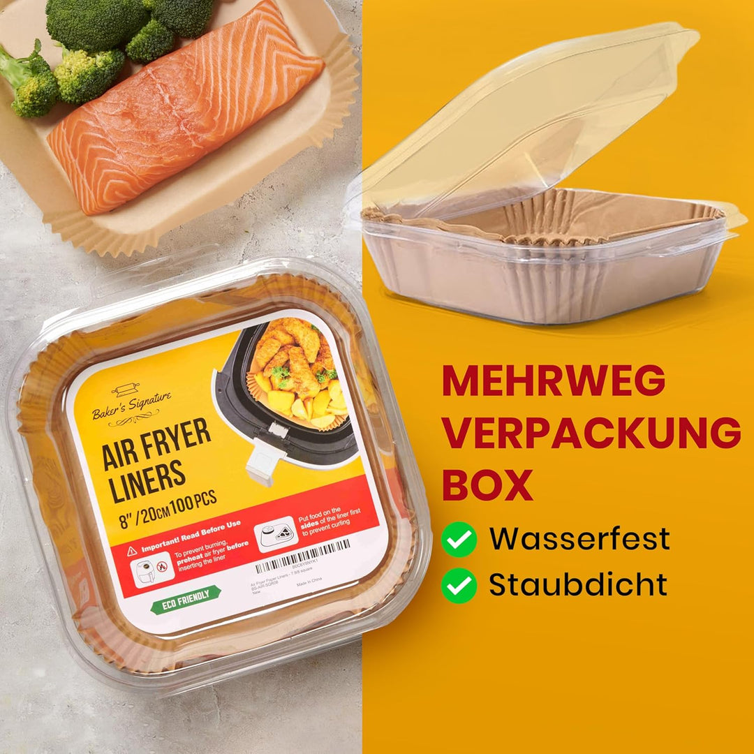 Baker's Signature Backpapier für Heissluftfritteuse, 240 Stück - 20.32cm Quadrat für 5.7-9 L Körbe -