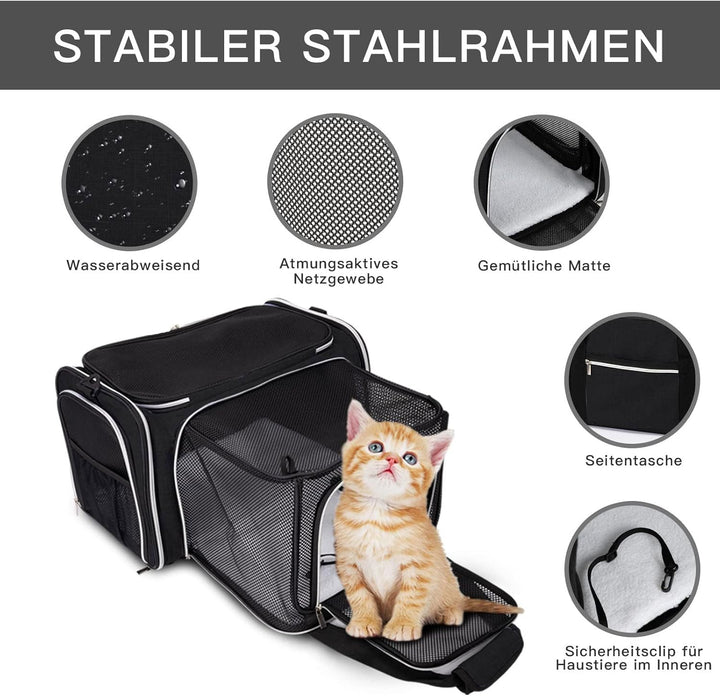 BAGLHER Tragetasche für Katzen, von Fluggesellschaften zugelassen, weiche Seite, Haustier-Reise, 5 S