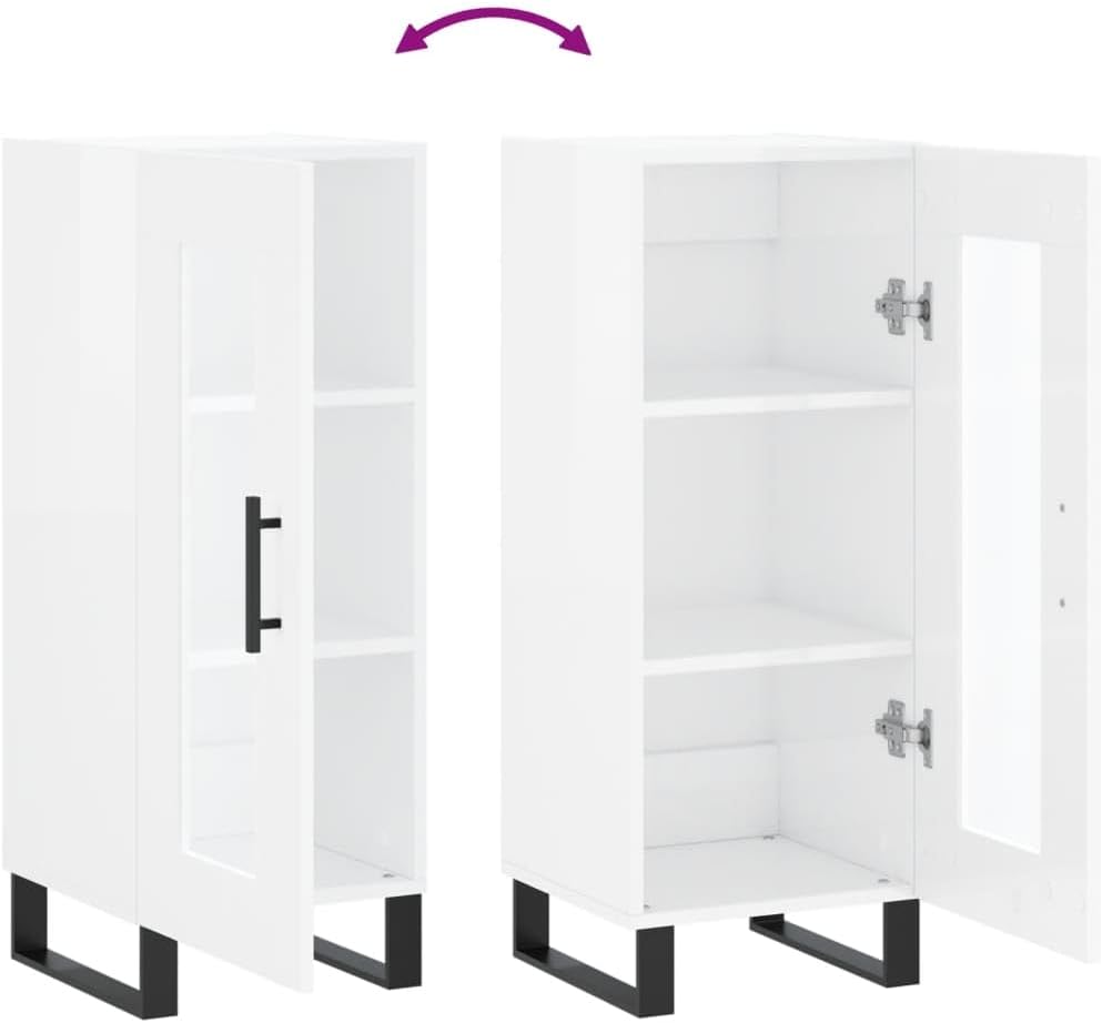 vidaXL Sideboard Hochglanz-Weiss 34,5x34x90 cm Holzwerkstoff, Hochglanz-weiss