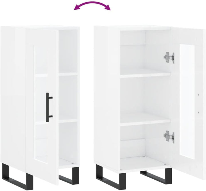 vidaXL Sideboard Hochglanz-Weiss 34,5x34x90 cm Holzwerkstoff, Hochglanz-weiss