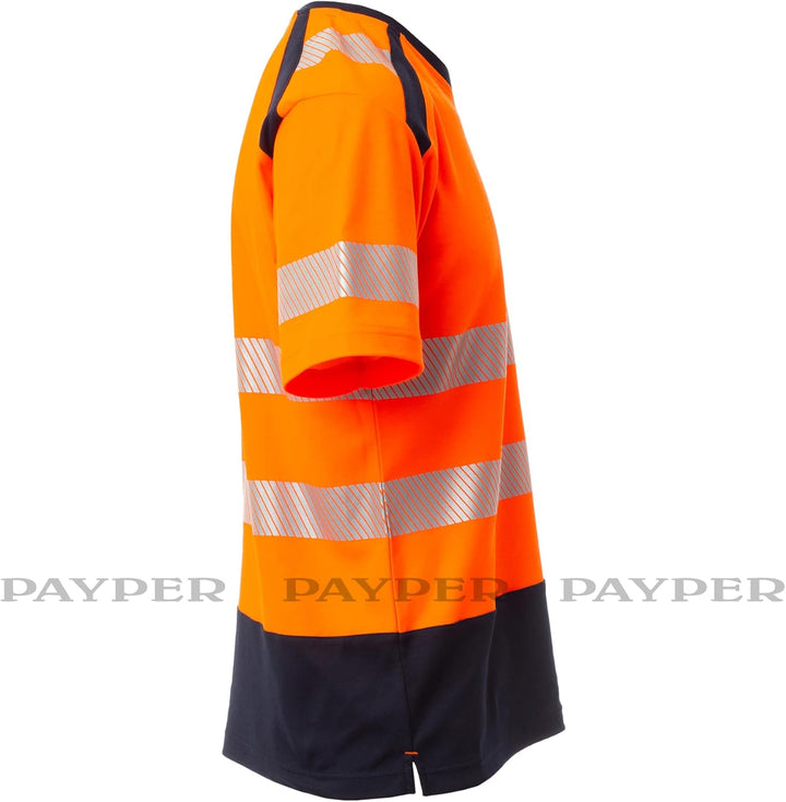 PAYPER Way Warnschutz T-Shirt Unisex 55% Baumwwolle/45% Polyester Warnorange/Blau Gr. XL
