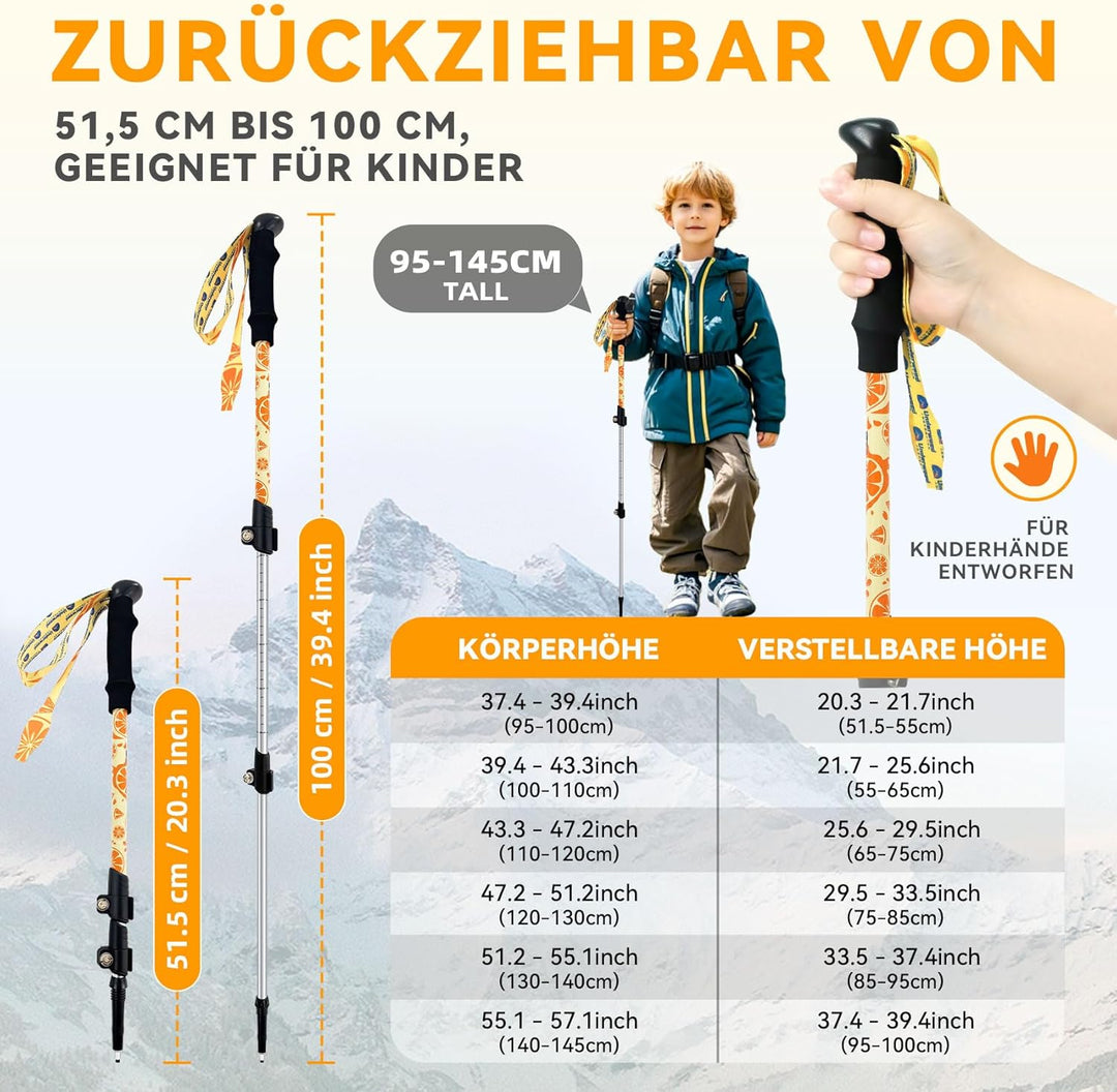 UnderwoodAggregator zusammenklappbare Trekkingstöcke für Kinder – leichte, verstellbare Wanderstöcke