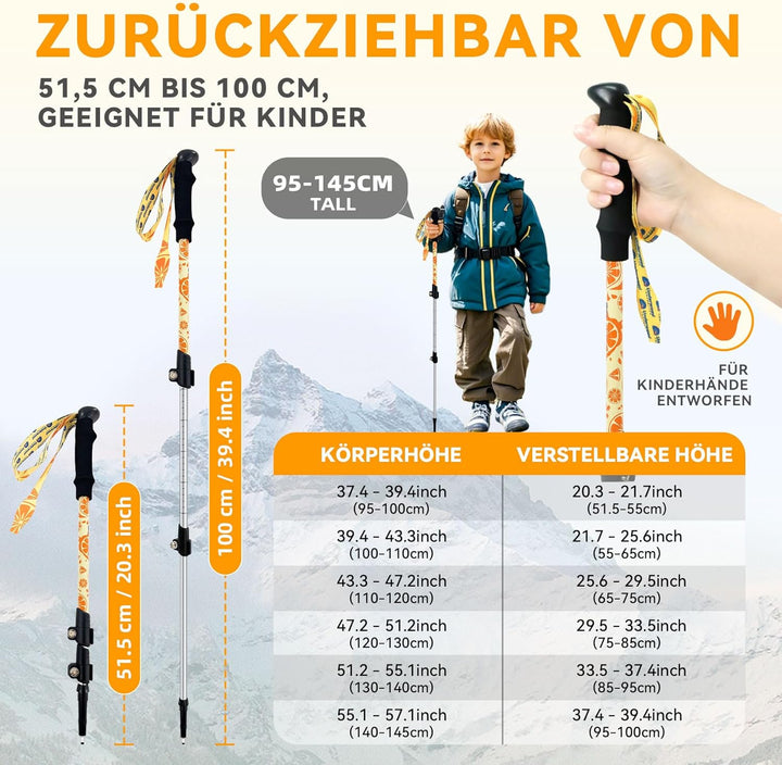 UnderwoodAggregator zusammenklappbare Trekkingstöcke für Kinder – leichte, verstellbare Wanderstöcke