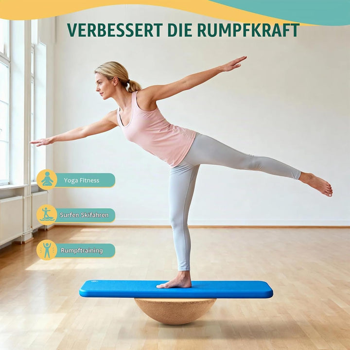 Kork Halbkugel, Surf Balance Board, Ø 30 cm, Höhe 10 cm Balance Board Halbkugel aus Massivem Kork fü