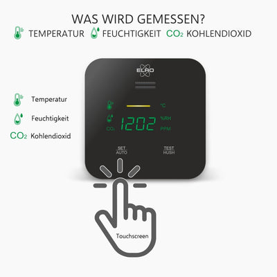 ELRO FCO2400 CO2 Meter - Luftqualitätsmesser mit NDIR Sensor für CO2, Temperatur und Feuchte - mit S