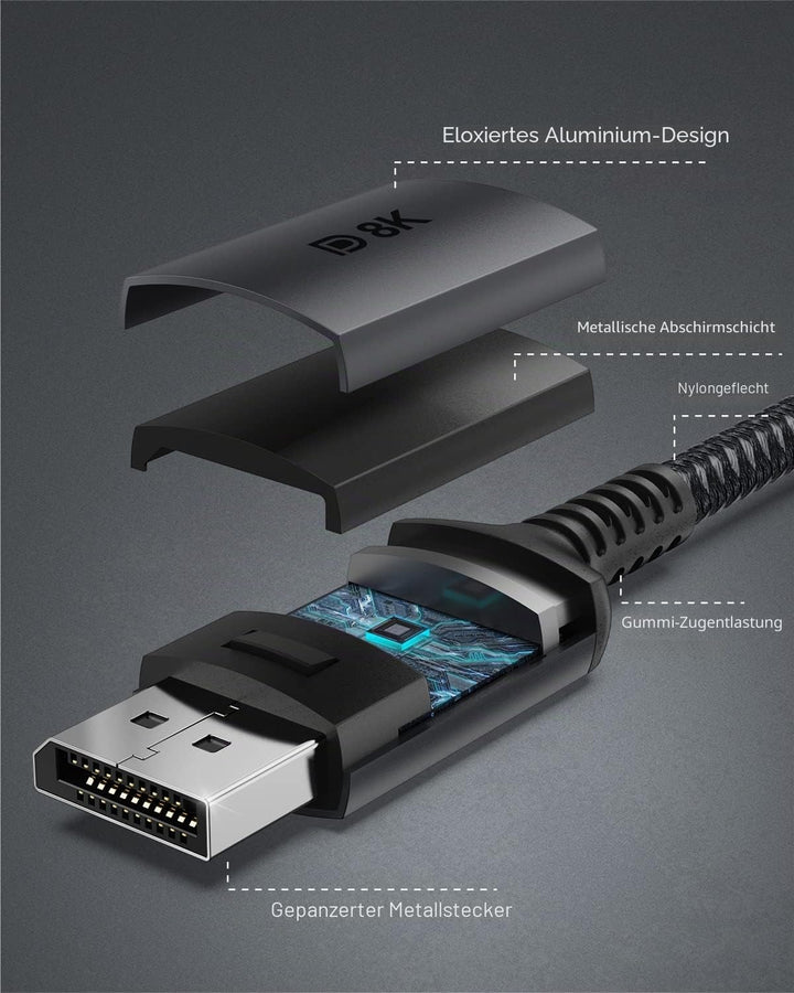 【2er Pack】USB C DisplayPort 1.4 Kabel 8K@60Hz Stouchi 4K@144Hz/120Hz 5K@60Hz 2K@240Hz Thunderbolt 3/